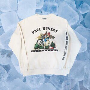 Vintage LEE Paul Bunyan Challenge Cream Crewneck Sweatshirt Sz Large Rare